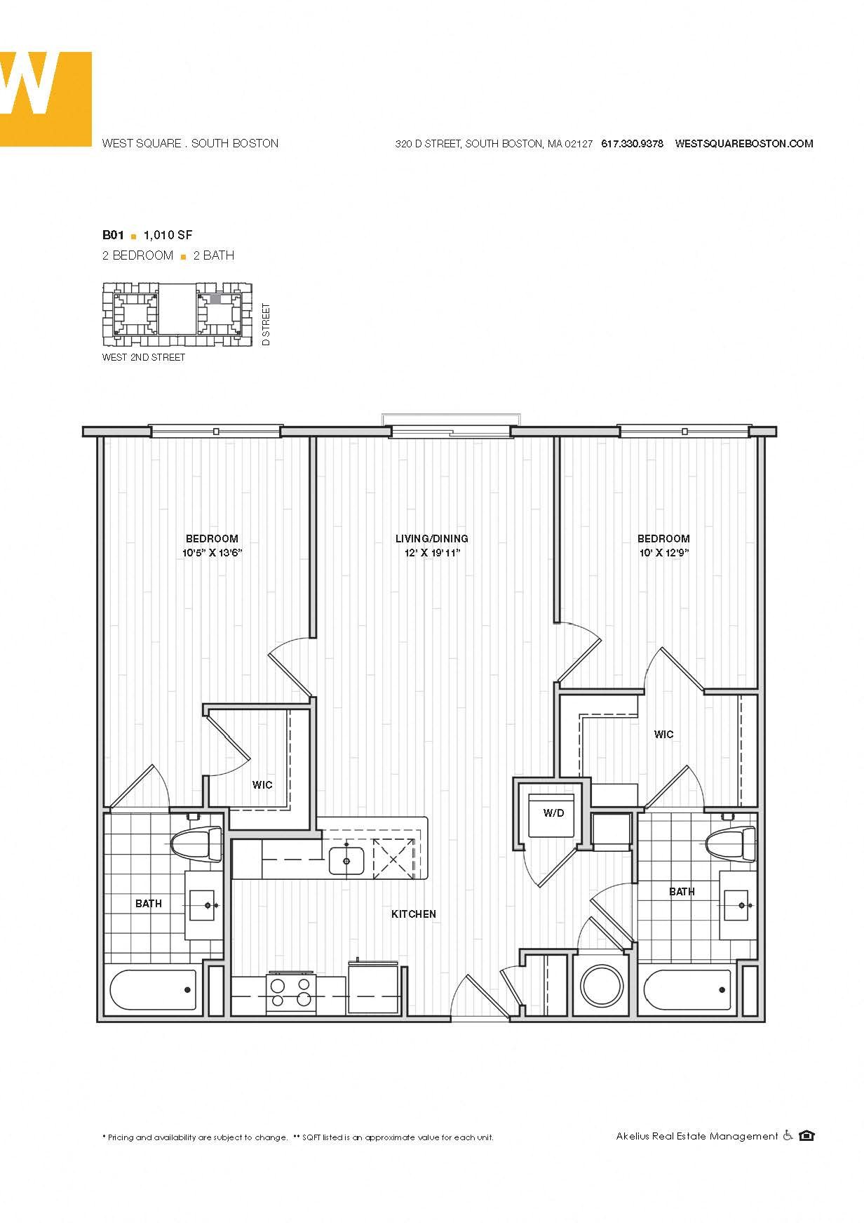 2 Bedroom 1,010 sq ft
